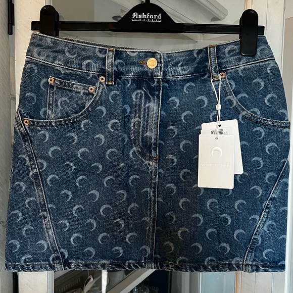 Marine Serre Dresses & Skirts - Marine Serre Crescent Pattern Denim Mini Skirt